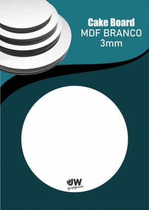 Cake Board mdf Branco de 3mm MDF 3mm Redondo  face branca fosca Corte Redondo 